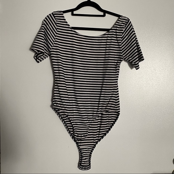 Kmart | Tops | Black And White Striped Bodysuit | Poshmark
